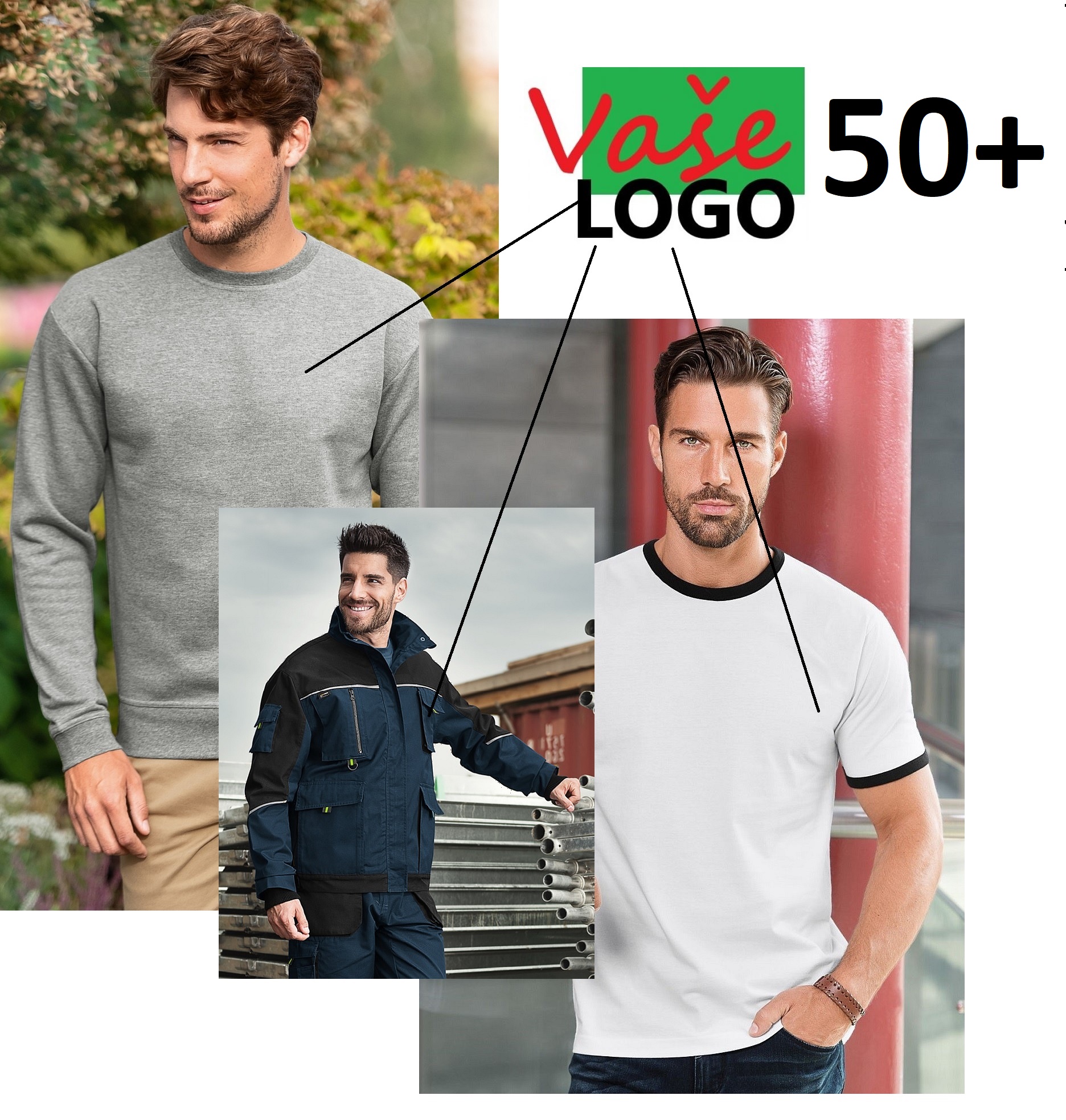 POTLAČ (Tričko, mikina, blúza, nohavice) - MALÉ LOGO (PREDNÁ ČASŤ ODEVU) 50+