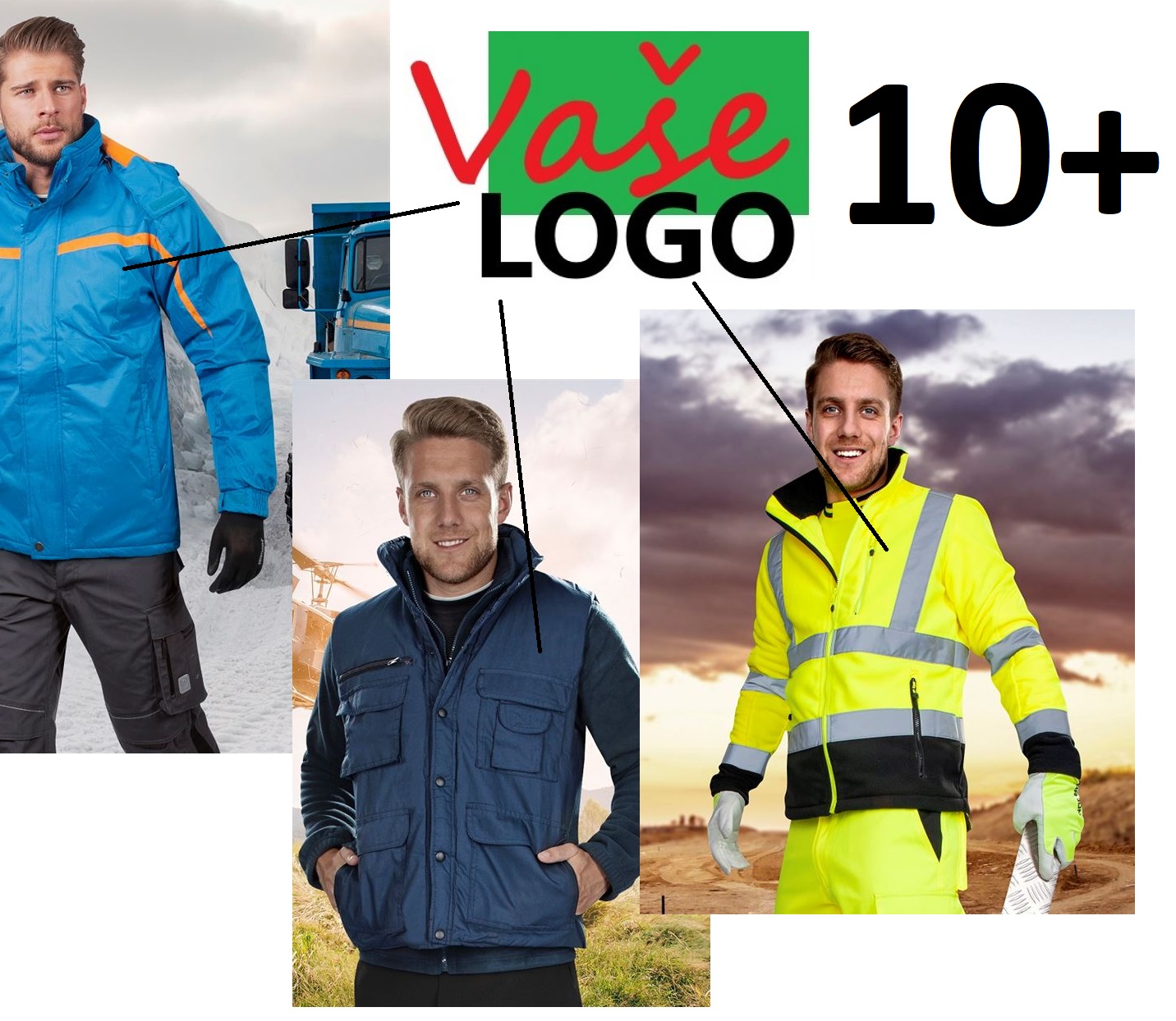 POTLAČ (Zimný odev - fliska, hrubá bunda, vesta,..) - MALÉ LOGO (PREDNÁ ČASŤ ODEVU) 10+