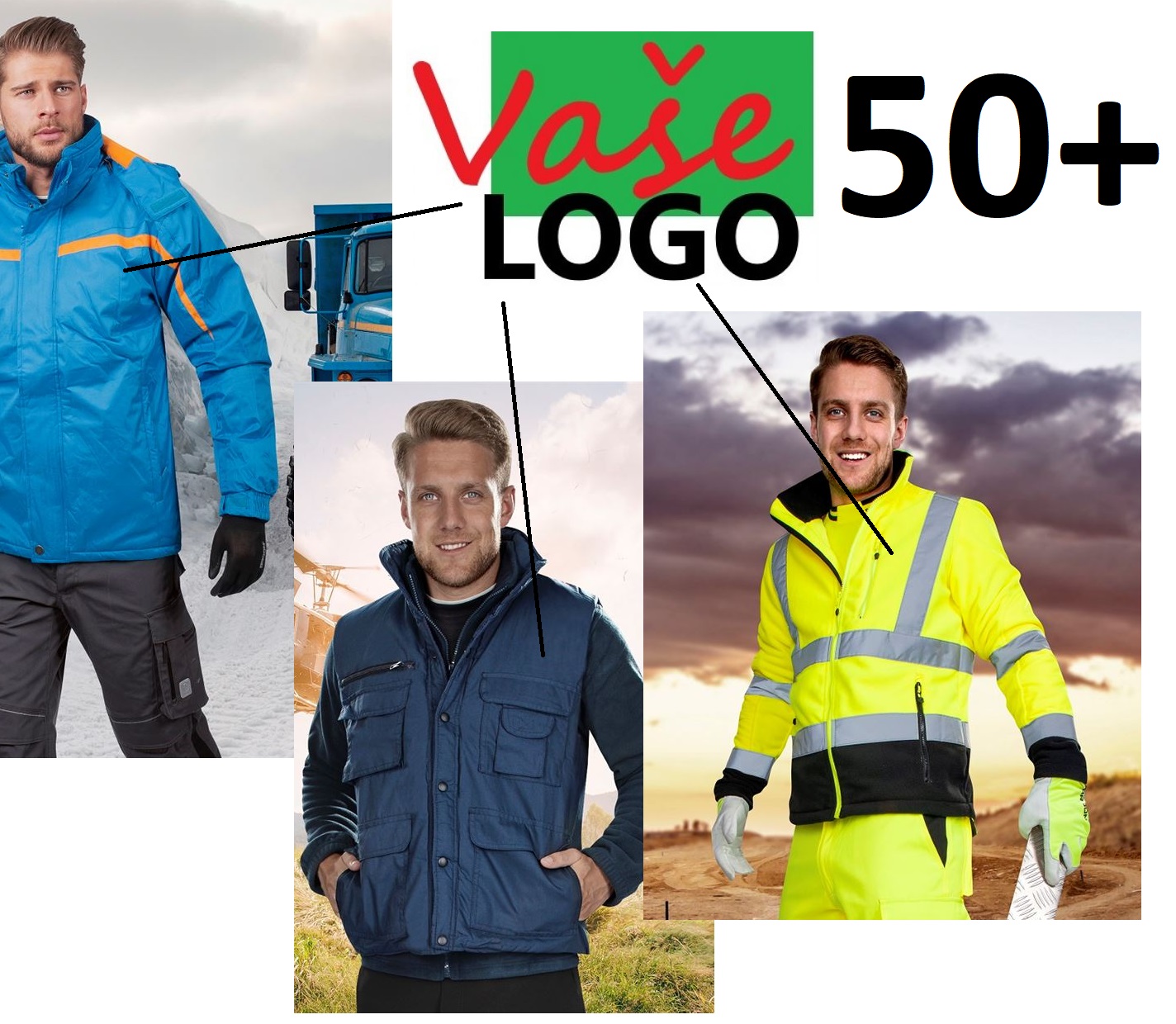 POTLAČ (Zimný odev - fliska, hrubá bunda, vesta,..) - MALÉ LOGO (PREDNÁ ČASŤ ODEVU) 50+