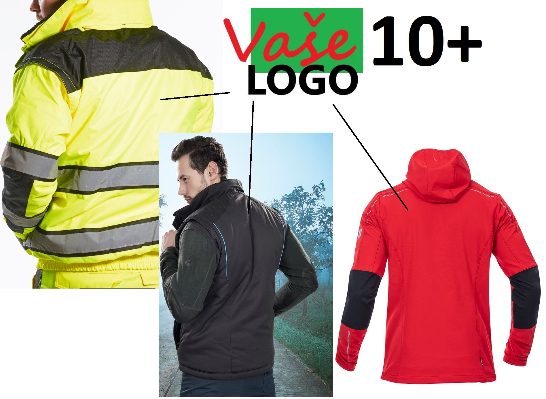 POTLAČ (Zimný odev - fliska, hrubá bunda, vesta,..) - VEĽKÉ LOGO (ZADNÁ ČASŤ ODEVU) 10+