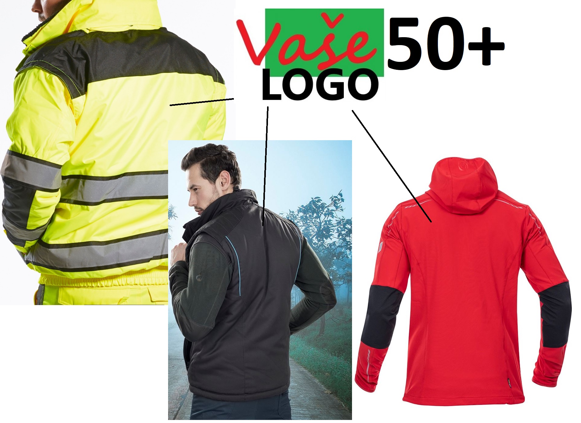 POTLAČ (Zimný odev - fliska, hrubá bunda, vesta,..) - VEĽKÉ LOGO (ZADNÁ ČASŤ ODEVU) 50+