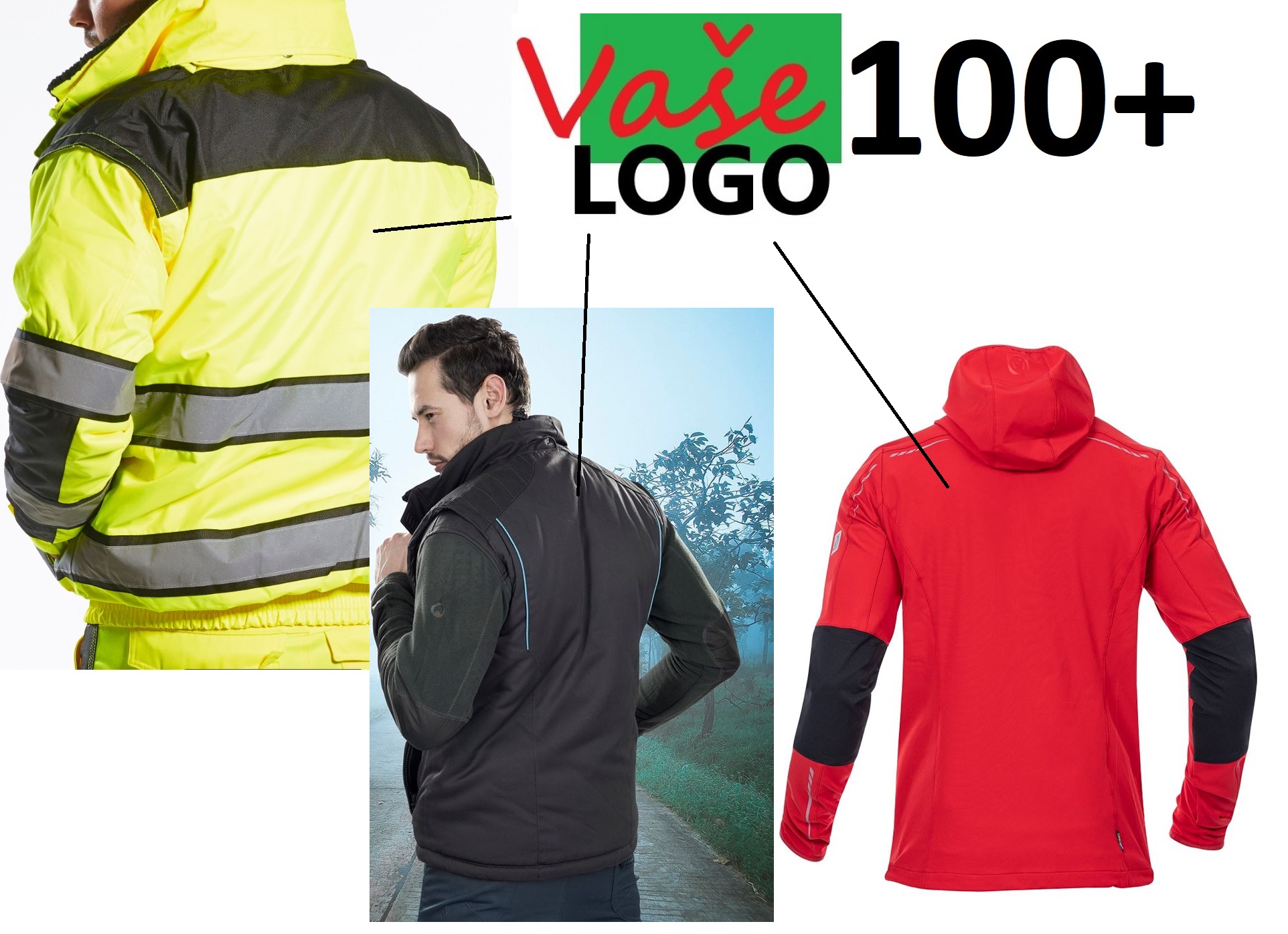 POTLAČ (Zimný odev - fliska, hrubá bunda, vesta,..) - VEĽKÉ LOGO (ZADNÁ ČASŤ ODEVU) 100+