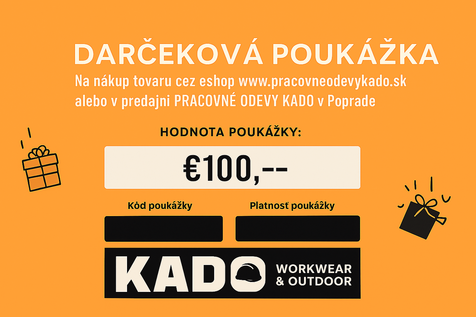 ELEKTRONICKÁ DARČEKOVÁ POUKÁŽKA V HODNOTE €100,--