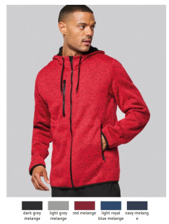 Pánska melanžová pletená fleecová bunda s kapucňou | Kariban ProAct | PA365